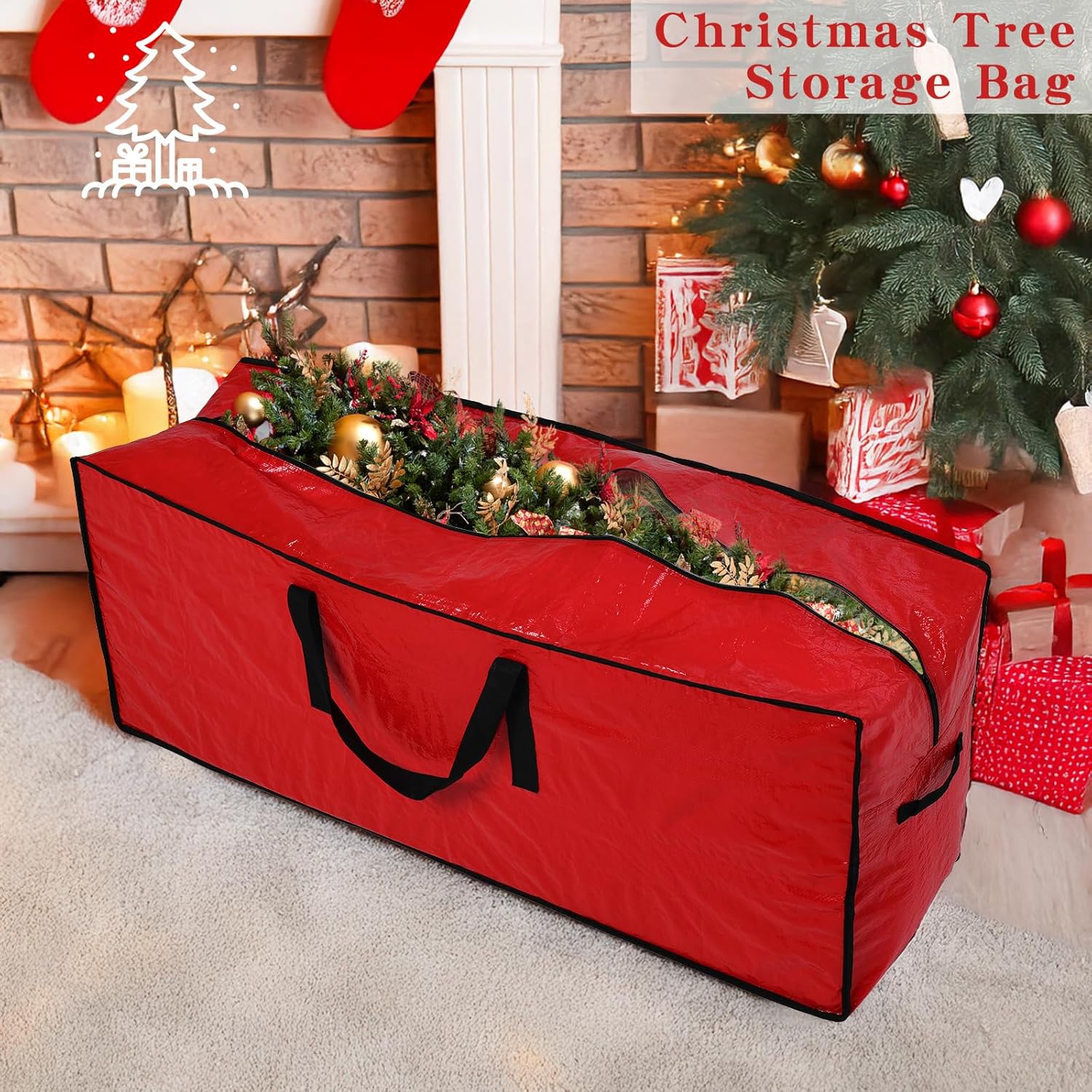 Artificial Large Christmas Tree Storage Case Bags With Handles.Fits Up To 7 Ft Artificial Trees Zippered Bag Protects Against Dust. Insects And Moisture - Image 2
