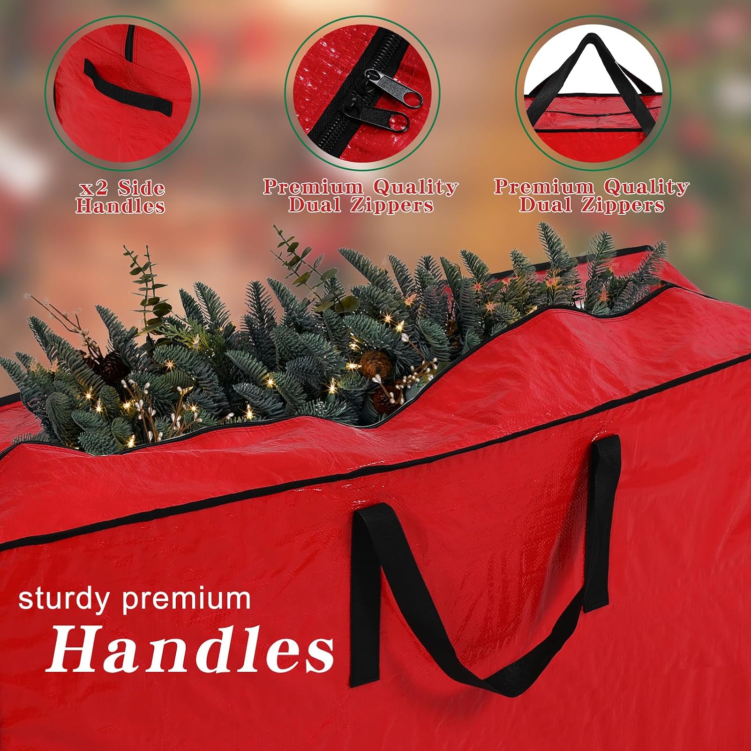Artificial Large Christmas Tree Storage Case Bags With Handles.Fits Up To 7 Ft Artificial Trees Zippered Bag Protects Against Dust. Insects And Moisture - Image 5
