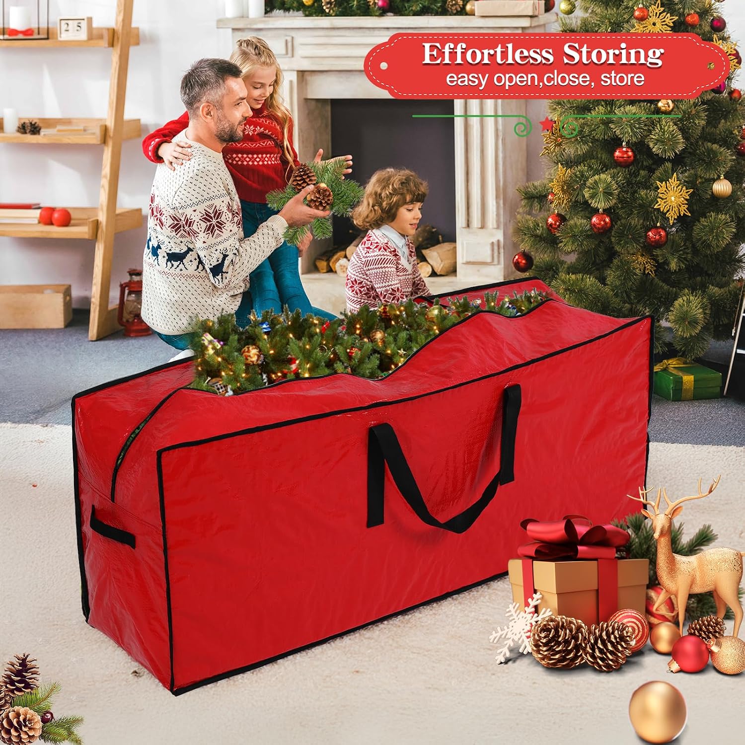 Artificial Large Christmas Tree Storage Case Bags With Handles.Fits Up To 7 Ft Artificial Trees Zippered Bag Protects Against Dust. Insects And Moisture - Image 6